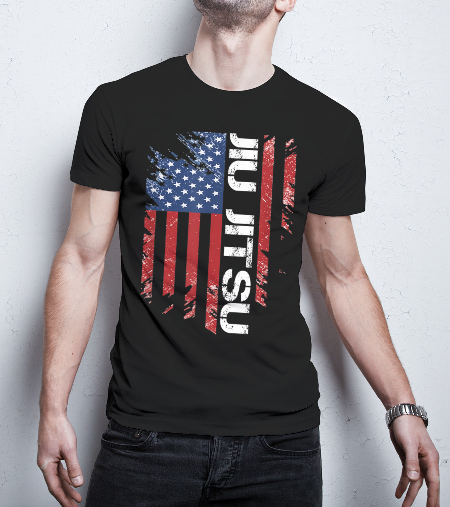 Vintage American USA Flag Jiu Jitsu T-Shirt