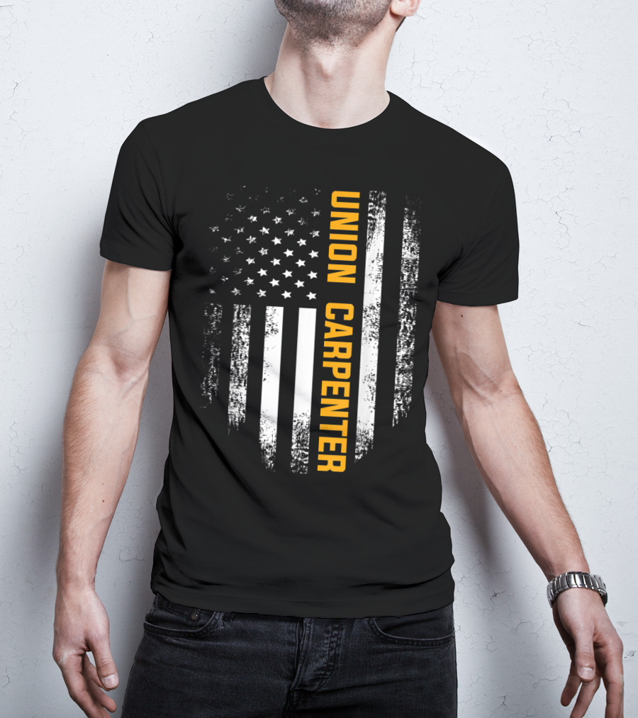 Union Carpenter Vintage American USA Flag Cool T-Shirt