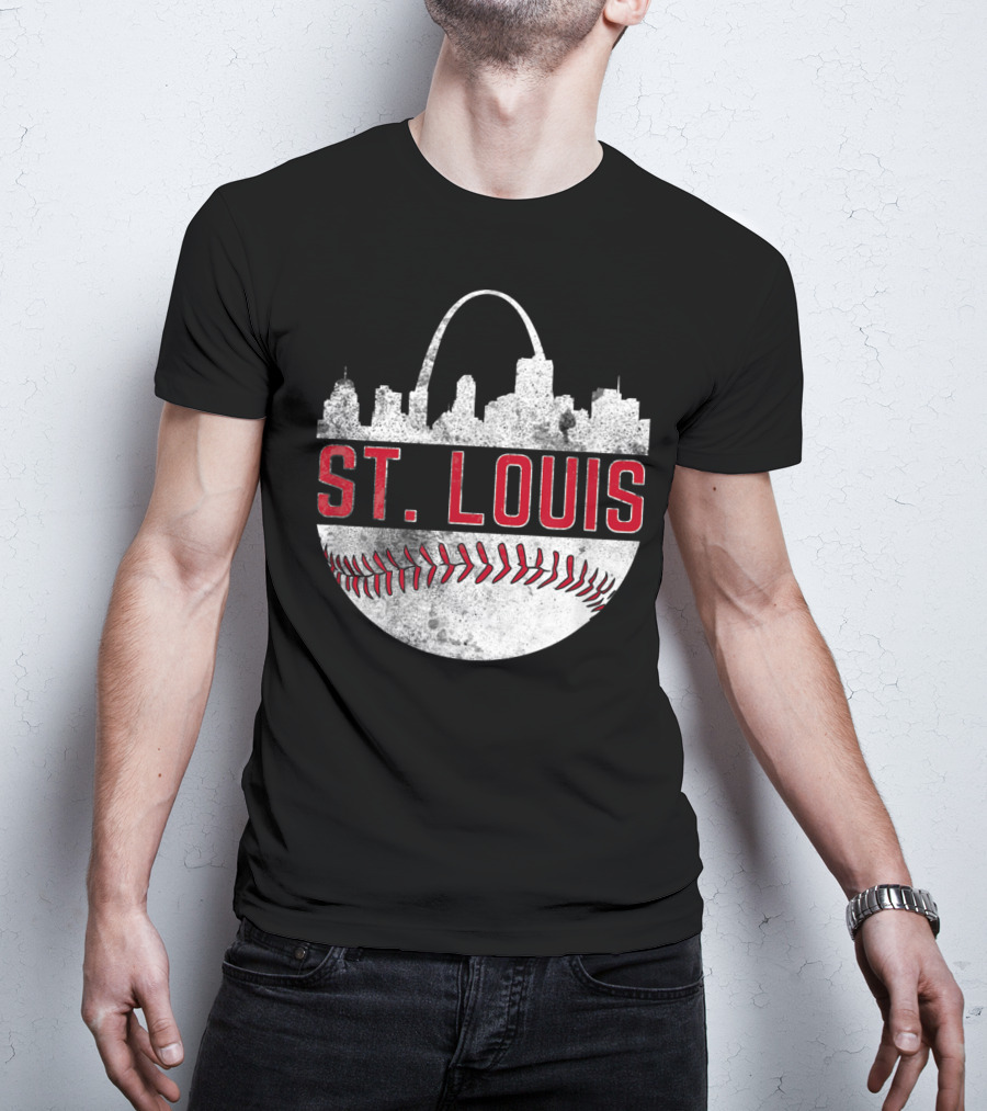 St. Louis Vintage Skyline Baseball Fan T-Shirt