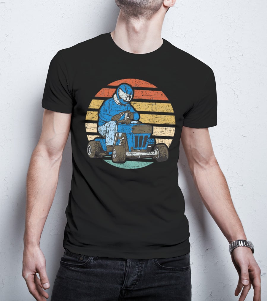Retro Vintage Lawn Mower Racing Stripes T-Shirt