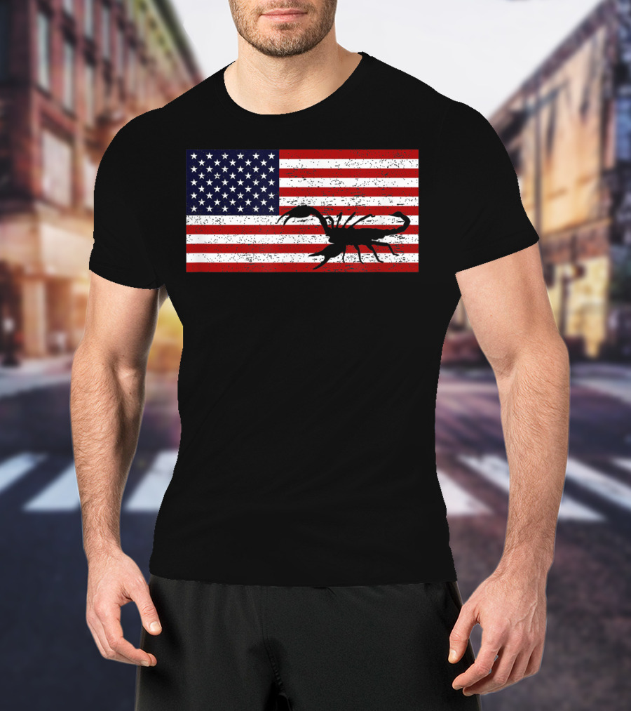 Vintage Distressed American Flag Scorpion T-Shirt