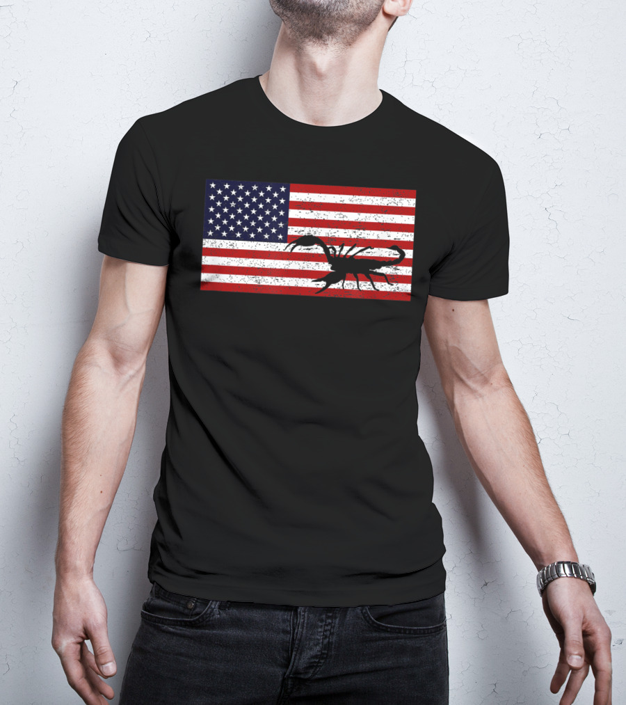 Vintage Distressed American Flag Scorpion T-Shirt