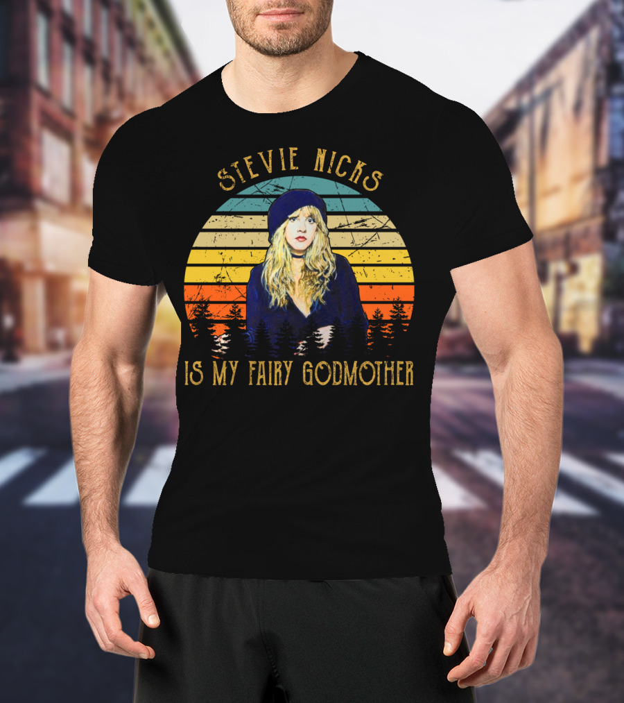 Stevie Nicks Is My Fairy Godmother Vintage Retro Sunset T-Shirt