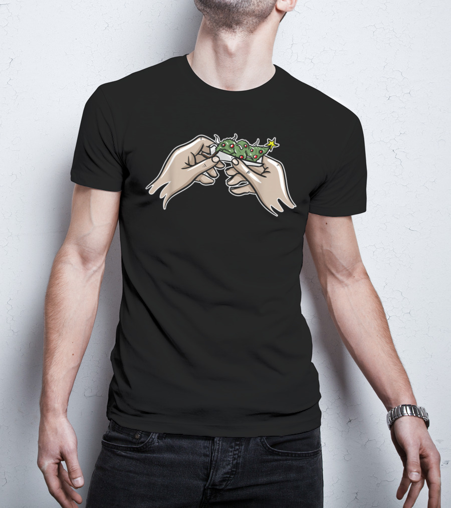 Weed Marijuana Xmas Tree Ornaments Hands Rolling Christmas T-Shirt