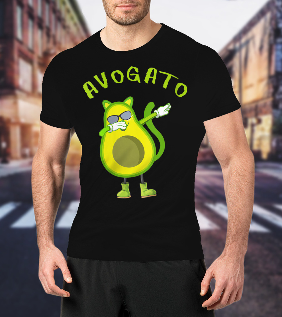 Avogato Cool Avocado Cat Dabbing T-Shirt
