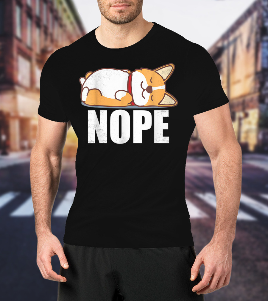 Cute Corgi Nope Vintage Funny Lazy T-Shirt