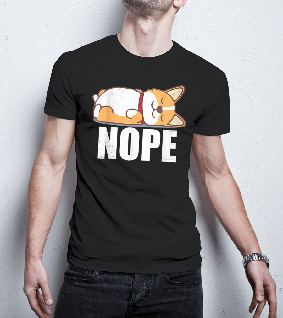 Cute Corgi Nope Vintage Funny Lazy T-Shirt