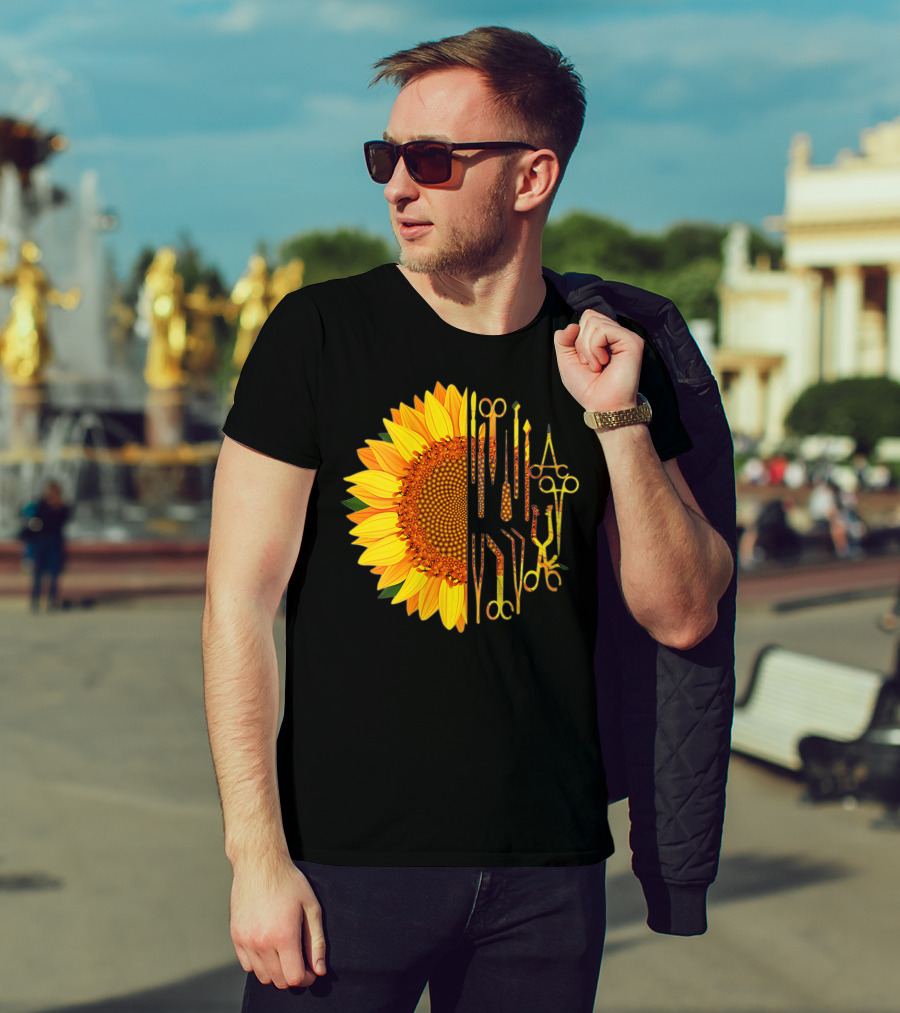 Scrub Tech Surgeon Surgical Instruments Sunflower Hybrid T-Shirt