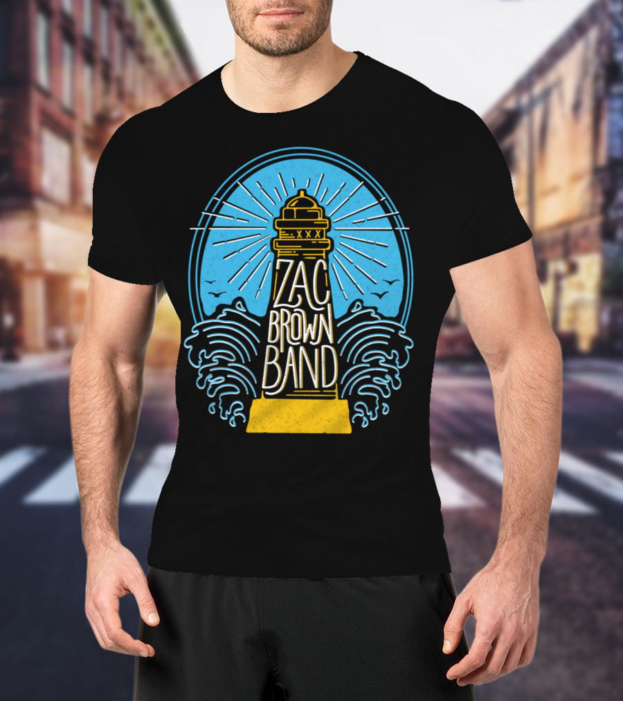 Zac Brown Band Lighthouse With Waves And Birds T-Shirt