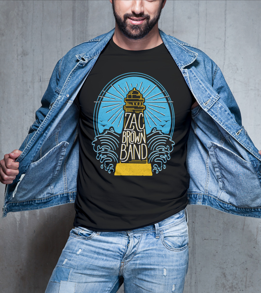 Zac Brown Band Lighthouse With Waves And Birds T-Shirt