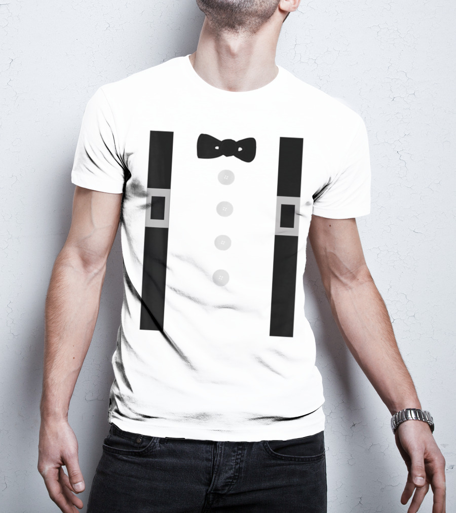 Amish Costume Bow Tie Suspenders Button T-Shirt