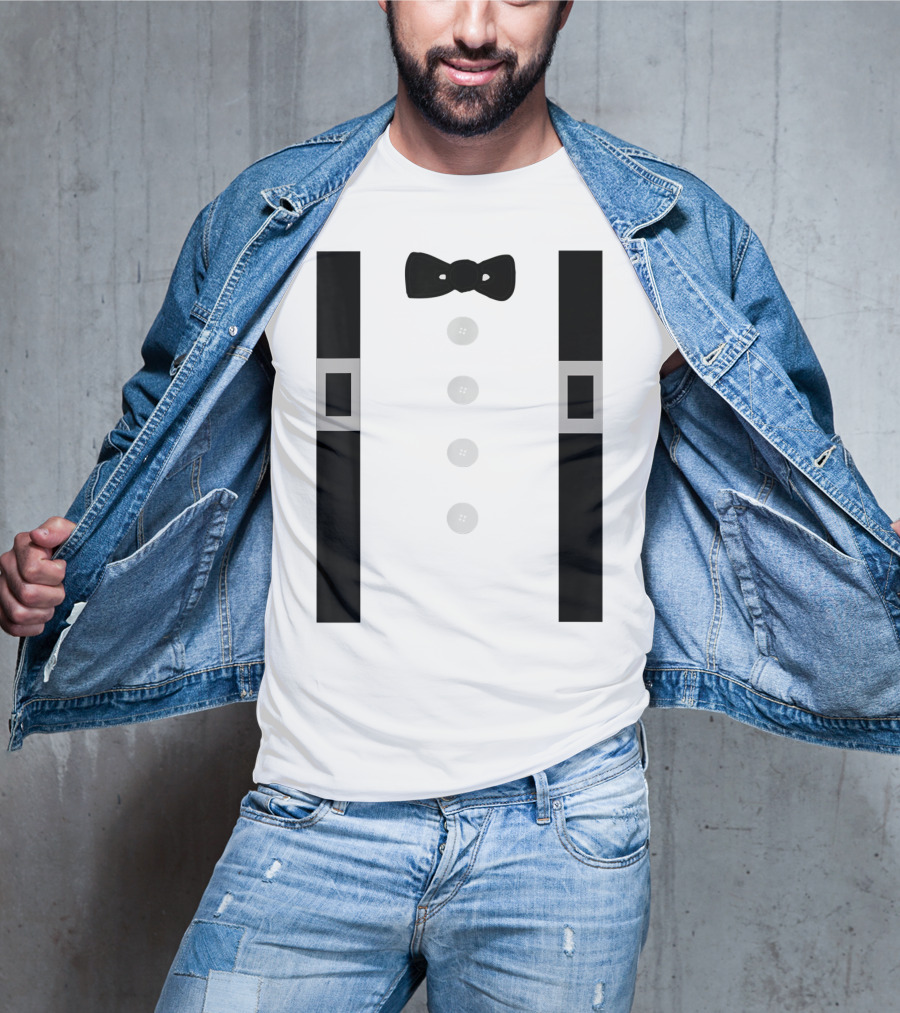 Amish Costume Bow Tie Suspenders Button T-Shirt