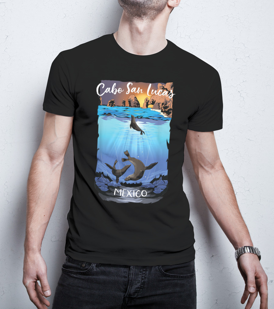 Cabo San Lucas Mexico Seals Ocean Rocks T-Shirt