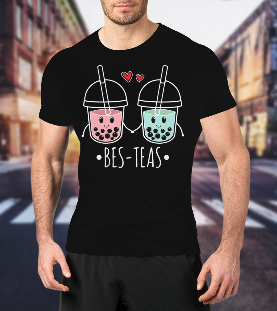Besteas Bubble Tea Cute Boba Milk Lover With Hearts T-Shirt