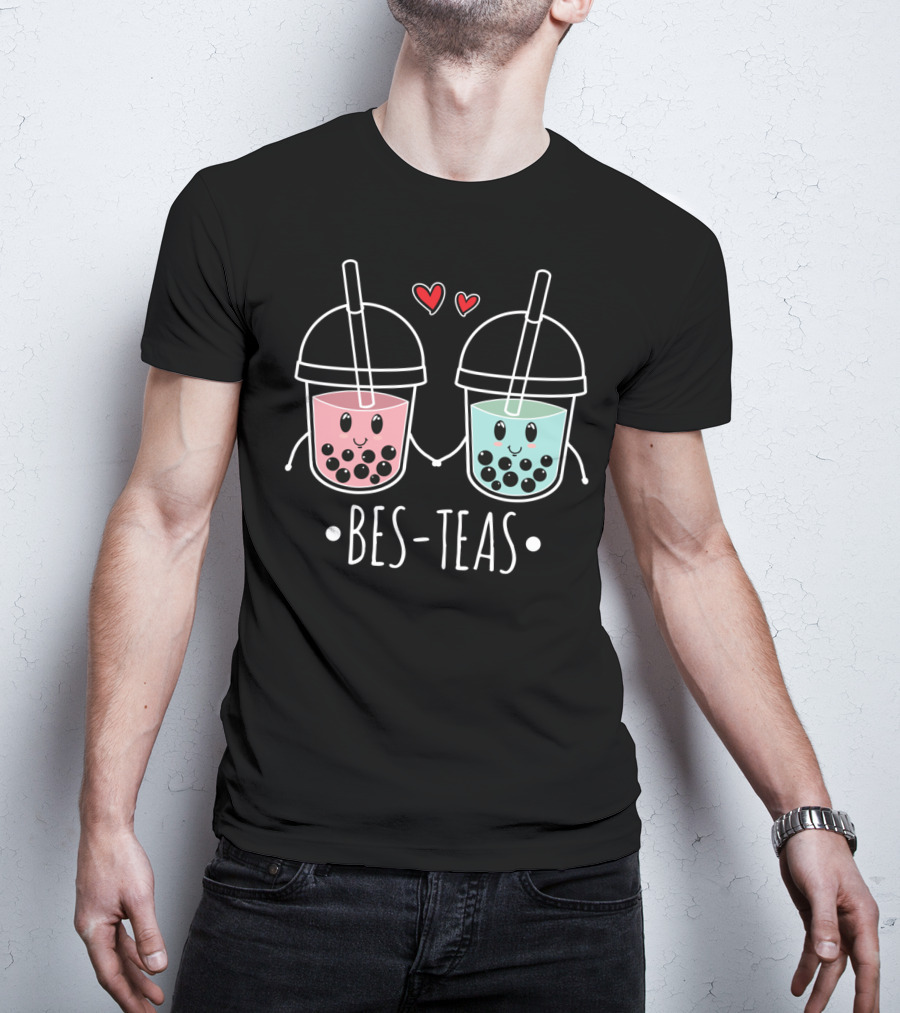 Besteas Bubble Tea Cute Boba Milk Lover With Hearts T-Shirt