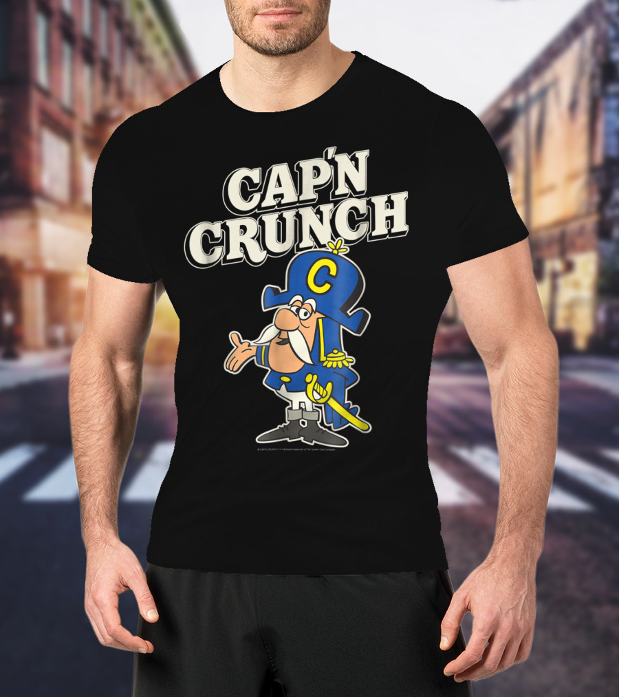 Cap'n Crunch Cap'n Blue Hat Yellow Accents Classic Cereal Character T-Shirt