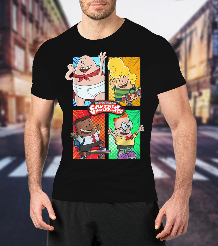 The Epic Tales Of Captain Underpants Cartoon Characters Quartet T-Shirt