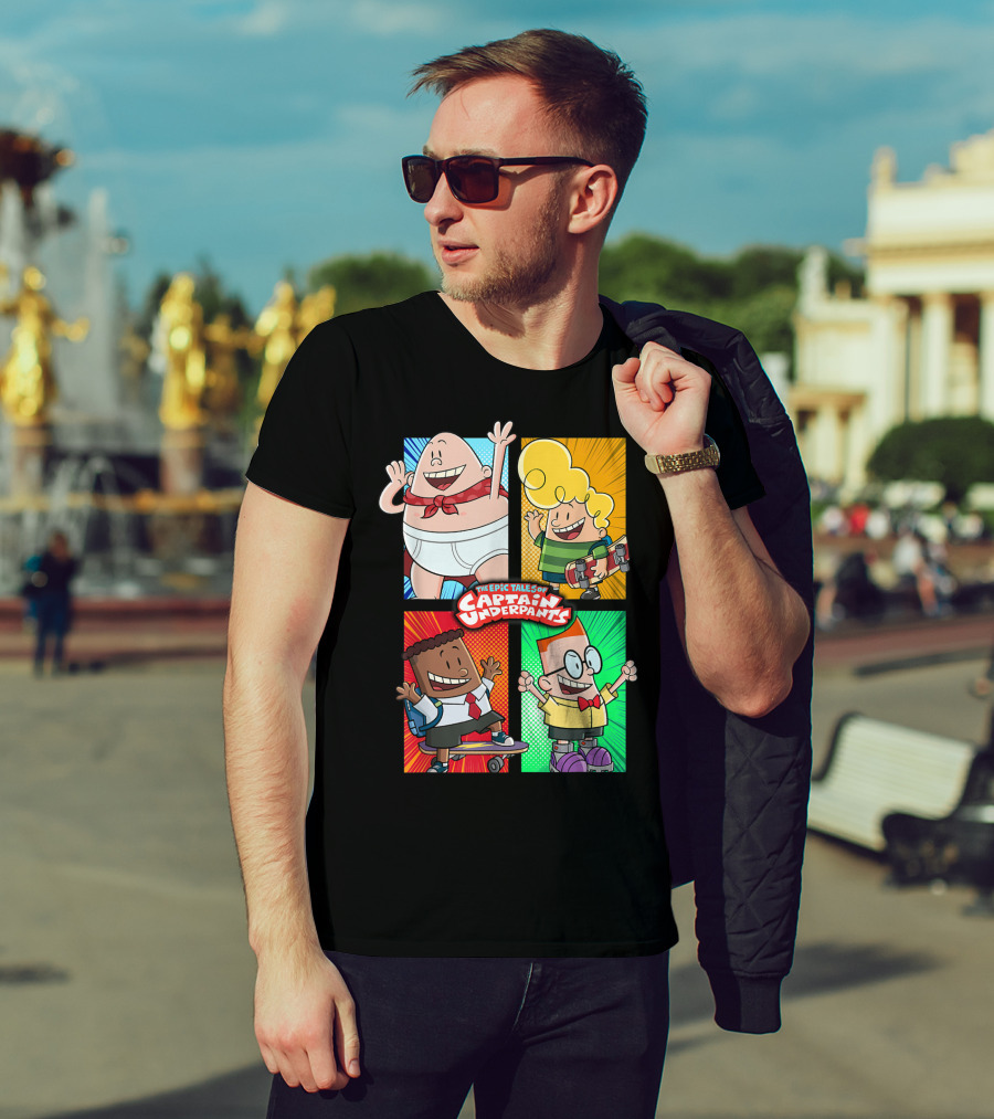 The Epic Tales Of Captain Underpants Cartoon Characters Quartet T-Shirt