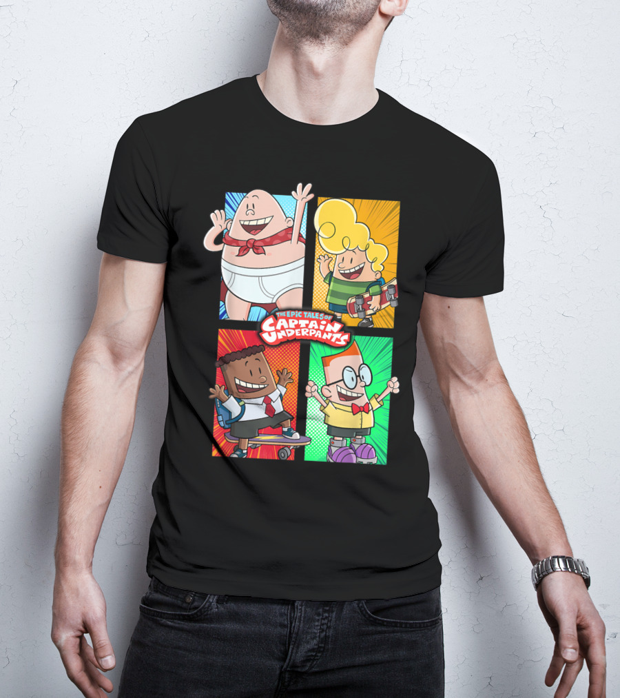The Epic Tales Of Captain Underpants Cartoon Characters Quartet T-Shirt