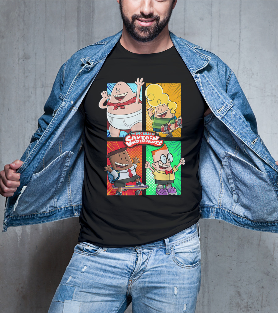 The Epic Tales Of Captain Underpants Cartoon Characters Quartet T-Shirt
