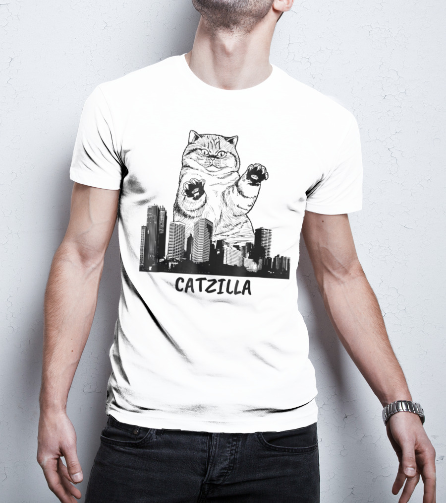 Catzilla Kitty Cat Pop Culture Cityscape Monster Kitty T-Shirt