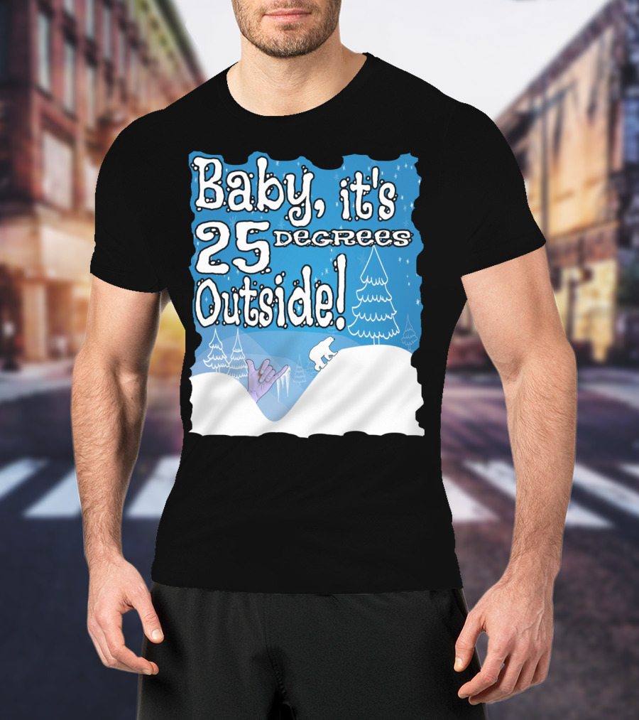 Baby, It's 25 Degrees Outside Polar Bear Christmas Holiday T-Shirt