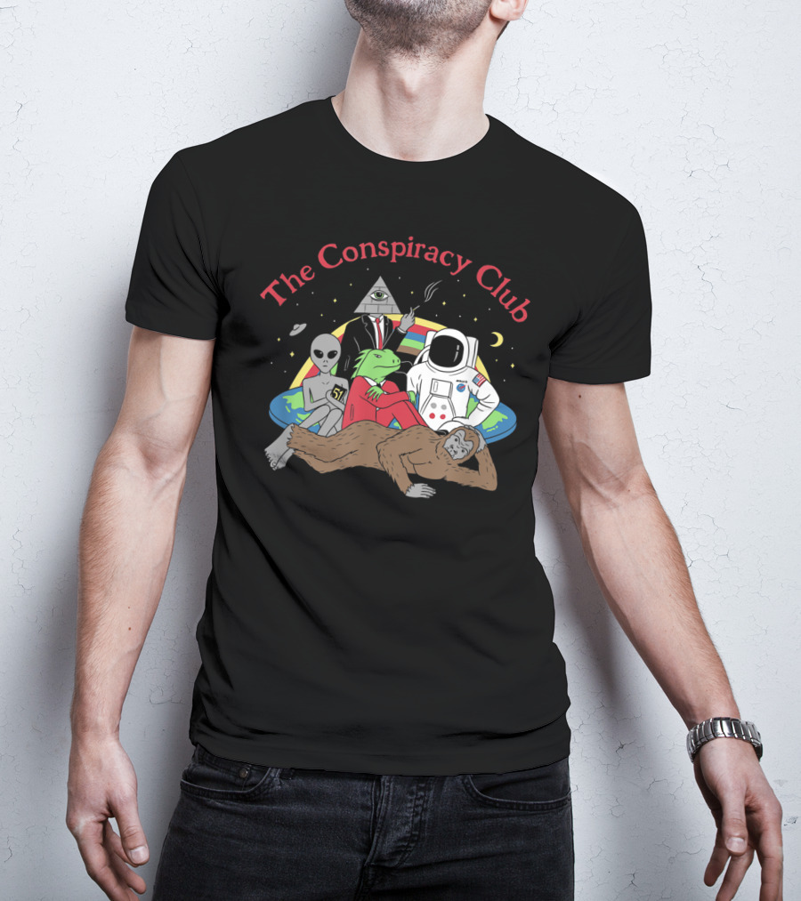 The Conspiracy Club Alien Astronaut Pyramid Bigfoot Lizard Man T-Shirt