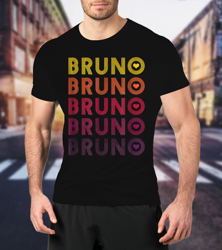 Bruno Lover Heart Gradient Retro T-Shirt