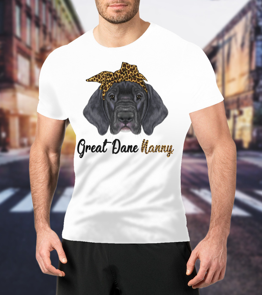 Great Dane Nanny Leopard Headband T-Shirt