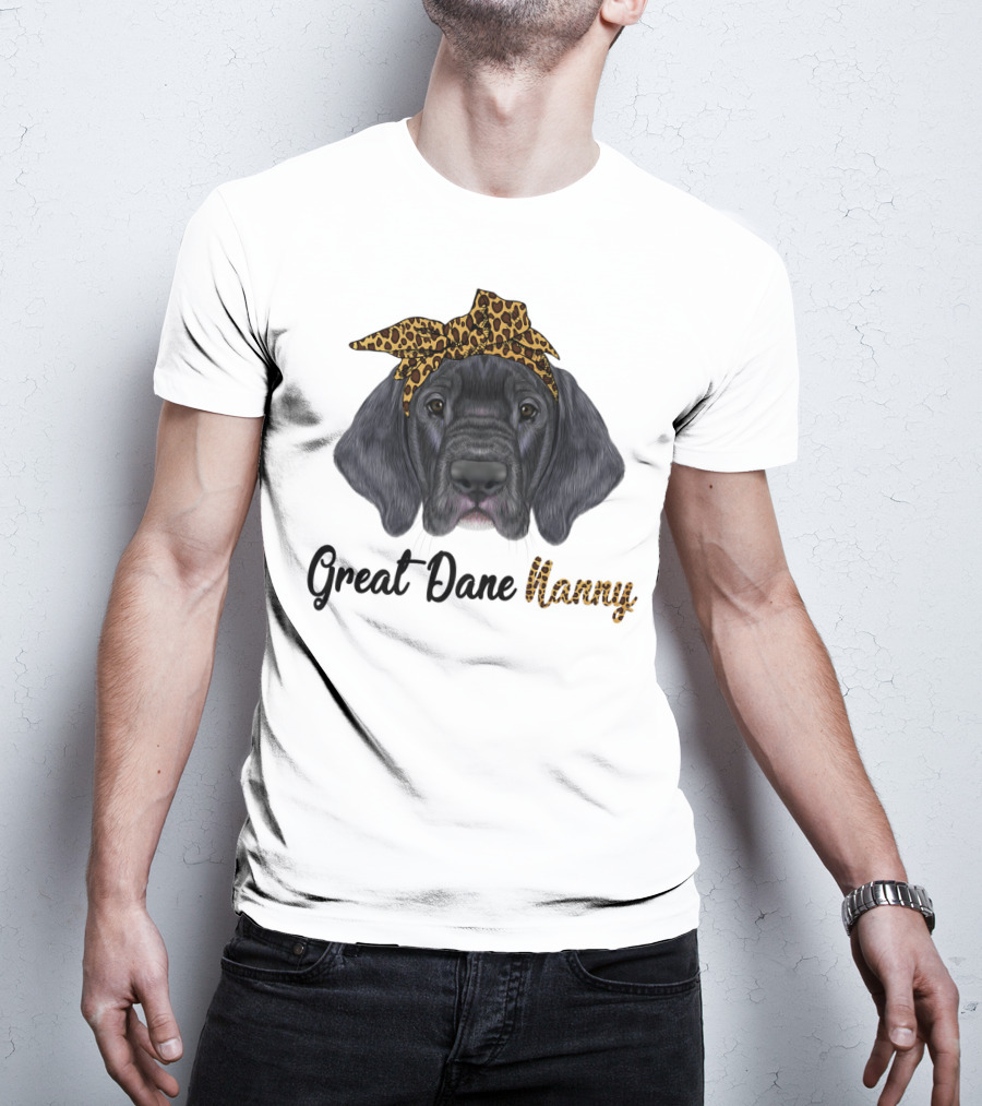 Great Dane Nanny Leopard Headband T-Shirt
