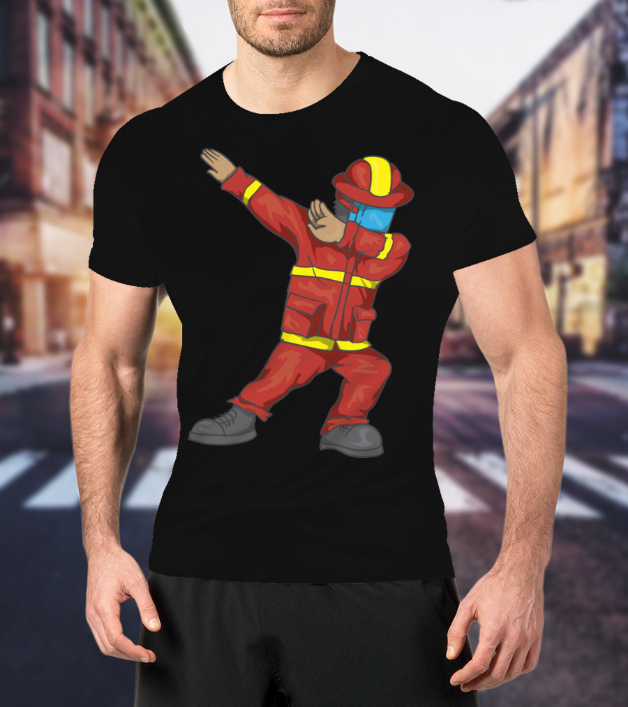 Dabbing Firefighter Cute Dancing Firefighter Red T-Shirt