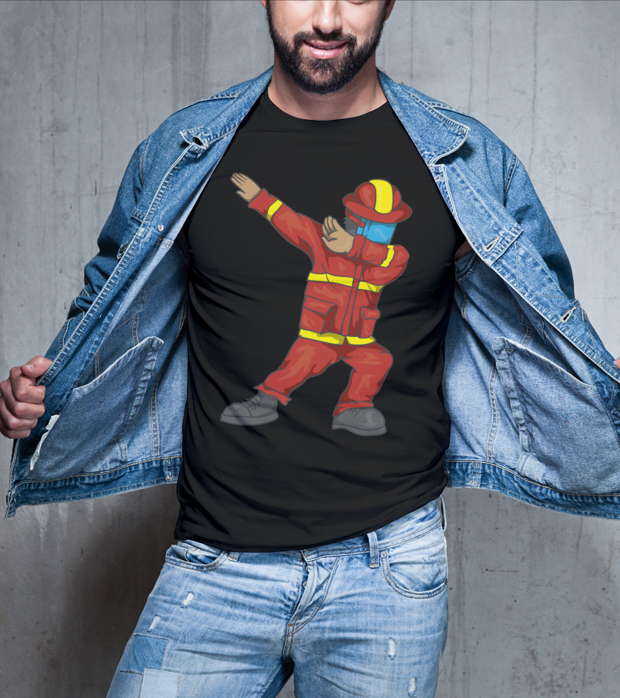 Dabbing Firefighter Cute Dancing Firefighter Red T-Shirt