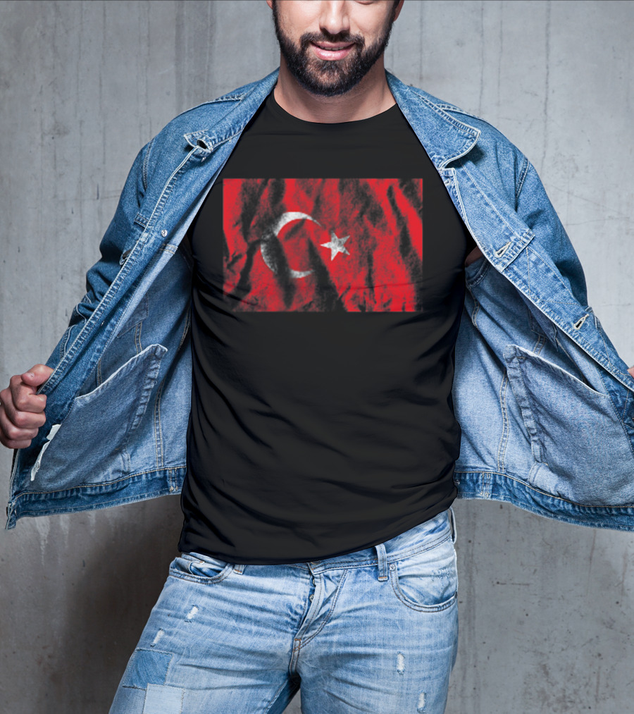 Turkey Flag Distressed Look Pocket T-Shirt