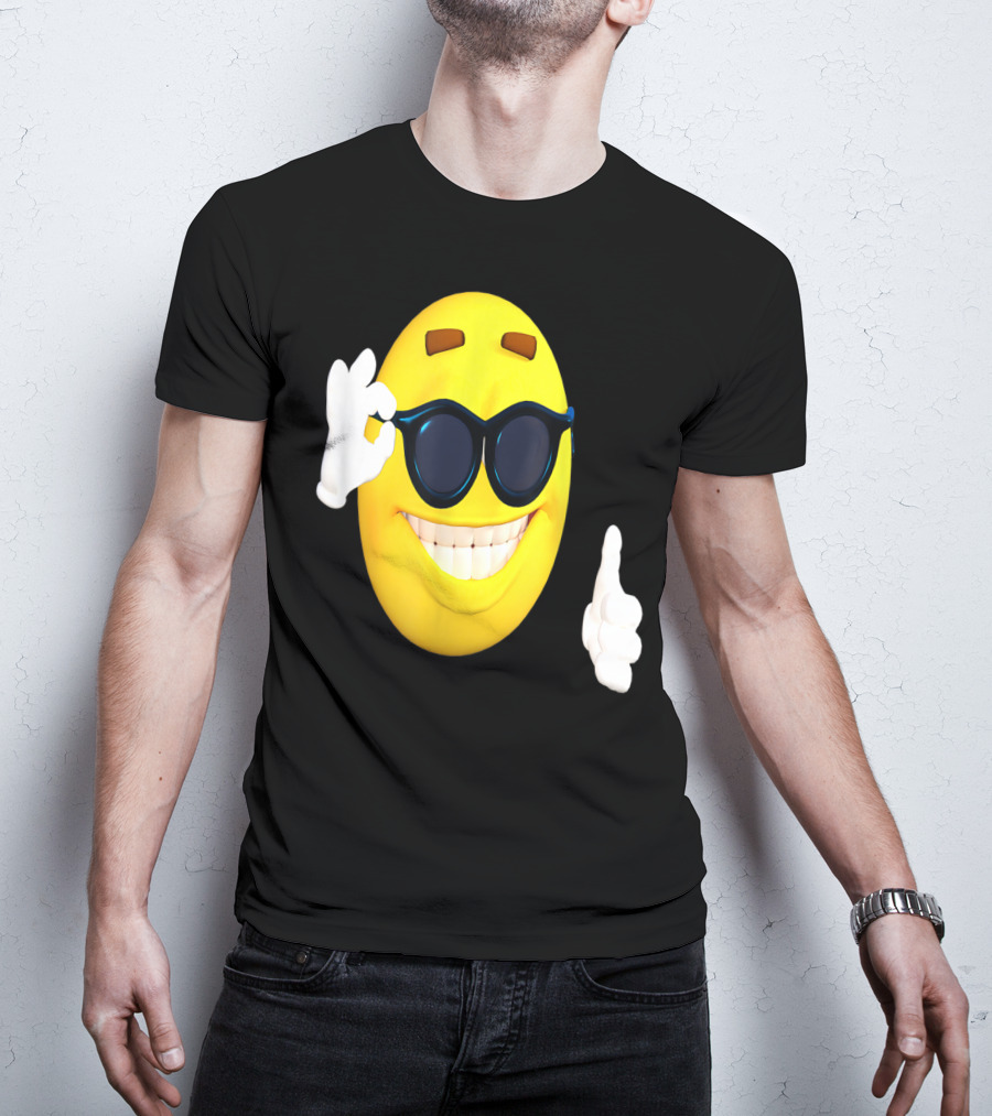 Emoji Thumbs Up Shades Happy Face Yellow Okay Sign T-Shirt