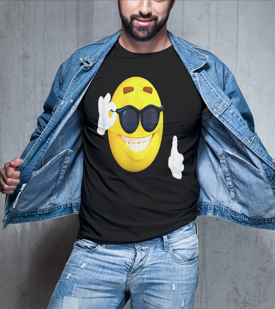 Emoji Thumbs Up Shades Happy Face Yellow Okay Sign T-Shirt
