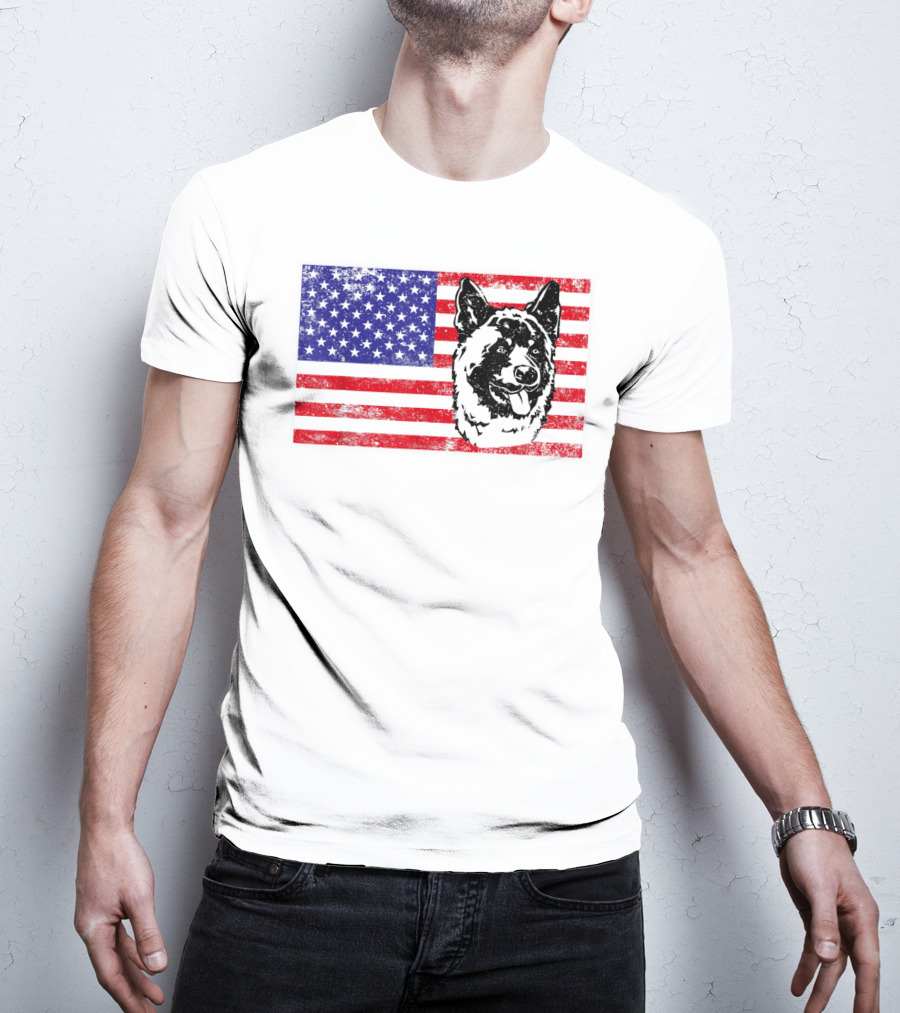 Funny Akita Dog Lover Owner American Flag Dog Head T-Shirt