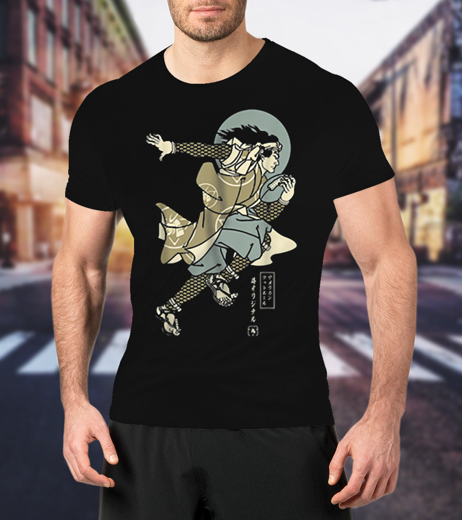 Funny American Football Samurai Running With Ball Japan T-Shirt