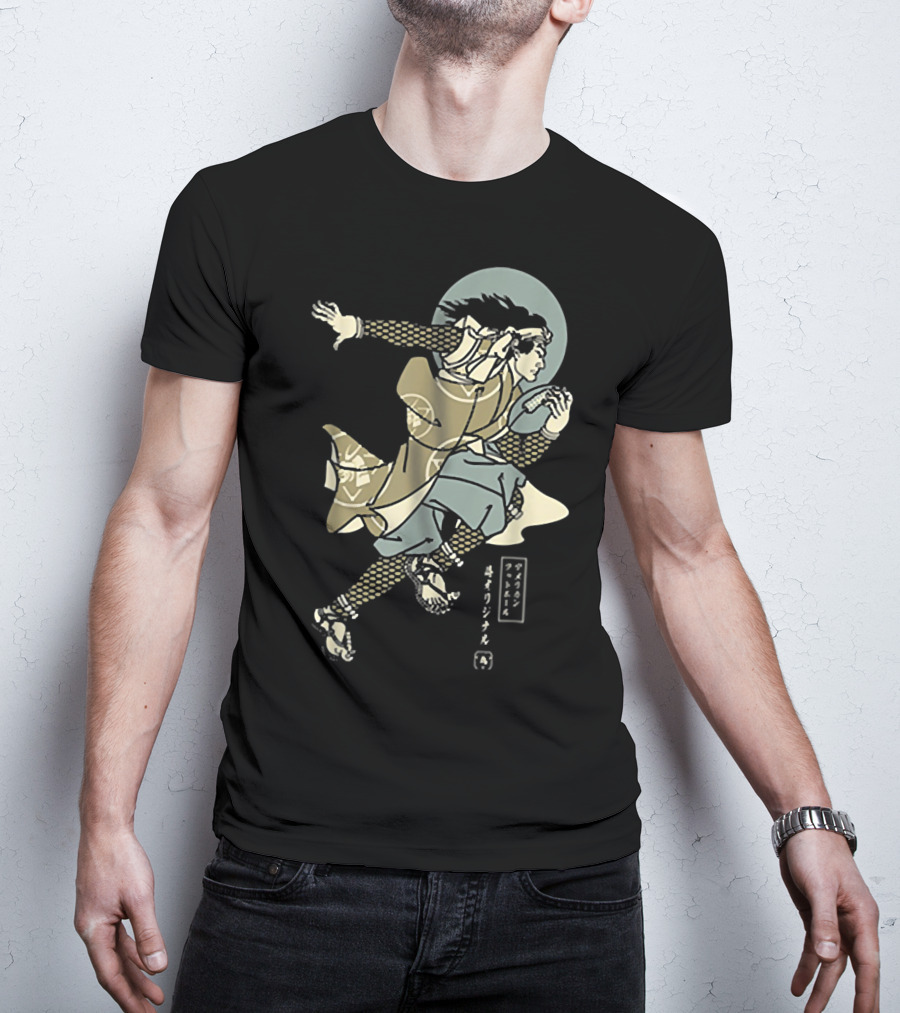 Funny American Football Samurai Running With Ball Japan T-Shirt