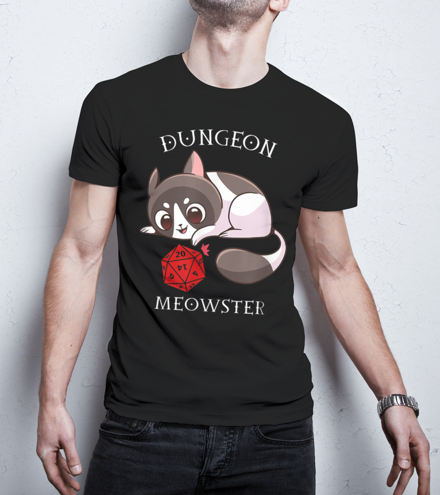 Dungeon Meowster Nerd RPG Table Top Funny Cat T-Shirt