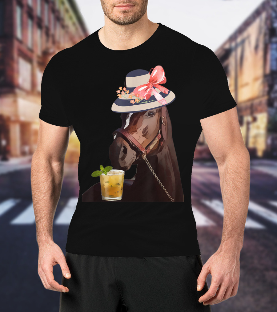 Dapper Horse With Hat And Mint Julep At Funny Derby Party T-Shirt