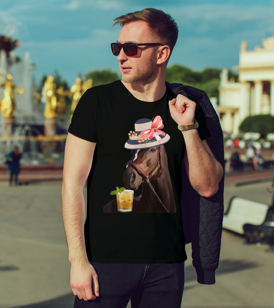 Dapper Horse With Hat And Mint Julep At Funny Derby Party T-Shirt