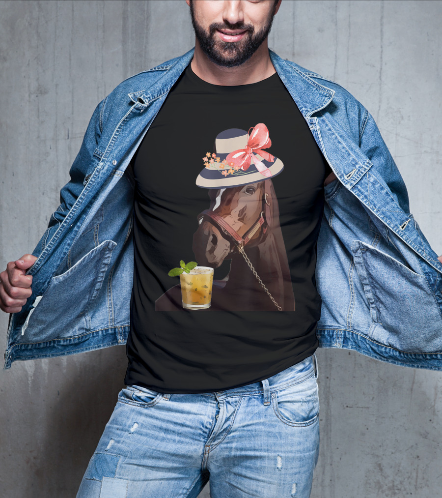 Dapper Horse With Hat And Mint Julep At Funny Derby Party T-Shirt