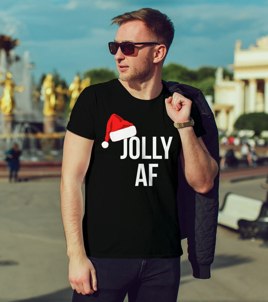 Jolly AF Funny Christmas Holiday Santa Hat T-Shirt