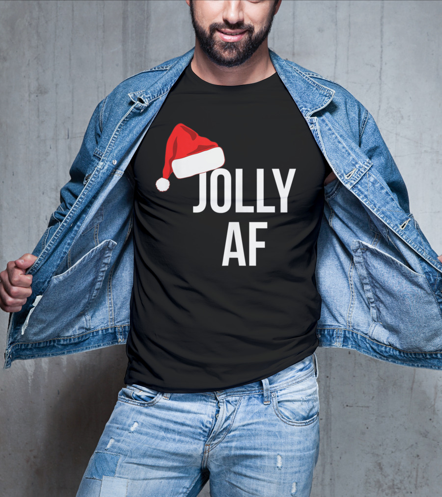 Jolly AF Funny Christmas Holiday Santa Hat T-Shirt