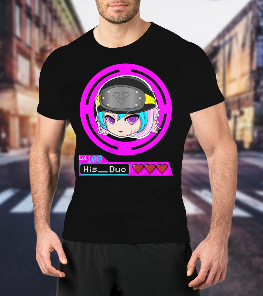 Lvl 100 His Duo Gamer Couples Hearts T-Shirt