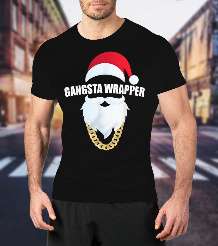 Gangsta Wrapper Santa Hat Beard Chain T-Shirt