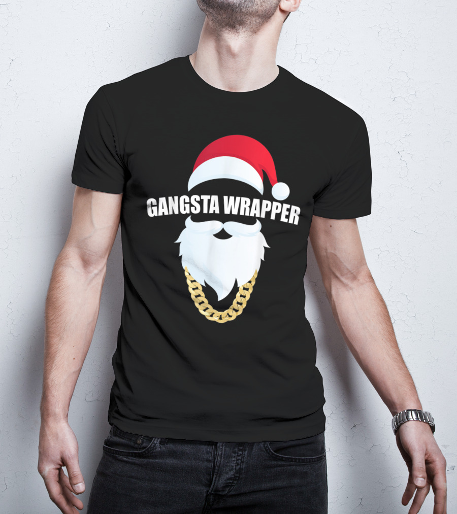 Gangsta Wrapper Santa Hat Beard Chain T-Shirt