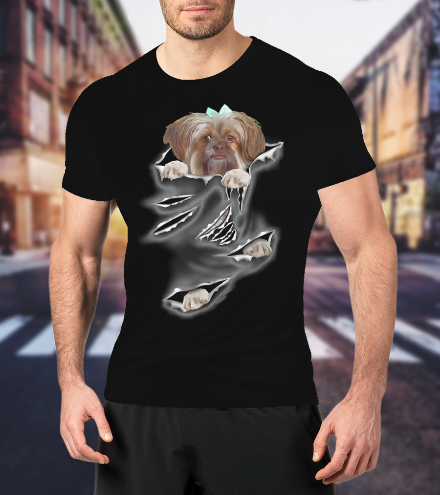 Glen Mcdaniel Torn Pocket Dog Scratch Peeking Pup T-Shirt