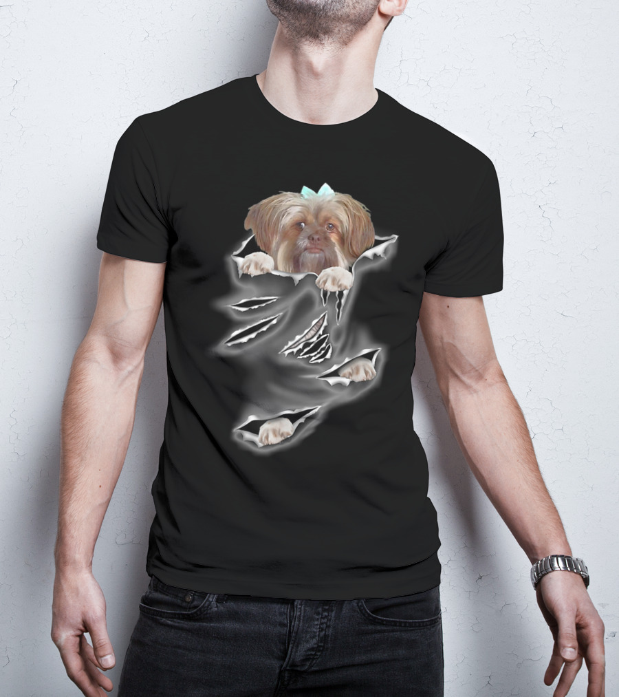 Glen Mcdaniel Torn Pocket Dog Scratch Peeking Pup T-Shirt