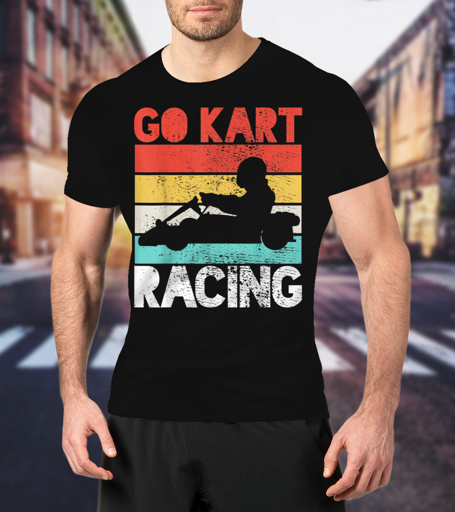 GO KART RACING Retro Stripes T-Shirt